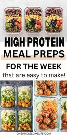 high protein meal preps for the week that are easy to make and packed in containers