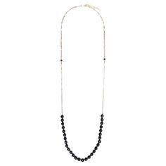 Chanel black bead-embellished long necklace featuring rounded black beads, the brand’s signature interlocking CC logo, spring-ring fastening with Chanel pitted on and a a back free charm. Maxi Length open: 41.33 in (105cm) Width:0.39 in (1cm) Circa: 2021 In good vintage condition. Made in France. We guarantee you will receive this gorgeous item as described and showed on photos.(please enlarge images to see all details on photos) Black Beaded Chain Necklace With Round Beads, Black Beaded Necklace With Round Beads, Black Beaded Long Necklace With Round Beads, Black Beaded Necklaces With Round Beads And Chain, Black Long Necklace With Round Beads, Black Beaded Long Necklace, Adjustable Long Necklace With Black Beads, Black Beaded Chain Long Necklace, Elegant Black Beaded Long Necklace