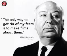 an older man in a suit and tie with a quote about the film,'the only way to get rid of my fears is to make films about them '