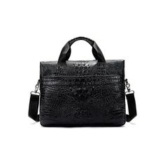 #Color_Black Elegant Textured Leather Briefcase, Business Faux Leather Shoulder Bag With Textured Finish, Business Shoulder Bag In Textured Faux Leather, Elegant Textured Faux Leather Bag, Business Laptop Bag In Faux Leather, Business Laptop Bag With Faux Leather, Elegant Faux Leather Satchel For Business, Elegant Crocodile Pattern Shoulder Bag For Work, Elegant Faux Leather Business Satchel