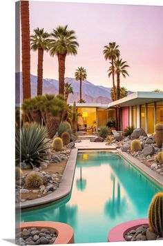 California Dreaming - Mid-Century Magic | Great Big Canvas Mid Century Modern Glam, Photography Gallery Wall, Palm Springs Mid Century Modern, Coastal Traditional, Harmony Art, Multicolor Art, Bohemian Coastal, Cubism Art, Grey Art