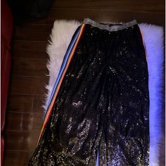 Reposhing This Item I Purchased From @Timishajoe. Loved It, But Ready To Rotate For Something New. Beautiful Pants But I Am Too Short For Them! (I’m 5ft3in) Questions? Leave A Comment Below! Black Stretch Pants With Sequins, Black Wide Leg Bottoms With Sequins, Black Sequined Bottoms, Trendy Black Sequined Bottoms, Casual Black Sequined Bottoms, Glamorous Black Wide Leg Bottoms, Glamorous Black Wide-leg Bottoms, Black Wide Leg Pants, Too Short