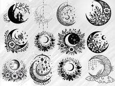 the moon and stars tattoo designs