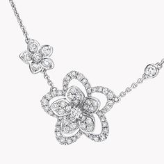 Paired in stylish asymmetry, delicate diamond flowers bloom upon our Wild Flower diamond necklace, capturing the uninhibited spirit of the Wild Flower collection. True to nature, each diamond flower is unique down to each petal and shimmers with an untamed beauty that is unmistakably modern. The Wild Flower collection is an invitation to escape into a garden that grows just for you. From trios and individual blooms to floral clusters and blossoms laid out in a row, each Wild Flower jewel is a st Large Diamond Stud Earrings, Flower Diamond Necklace, Triple Diamond Ring, Large Diamond Rings, Buccellati Jewelry, Diamond Infinity Necklace, Flower Diamond Ring, Dancing Diamond, Pave Diamond Earrings