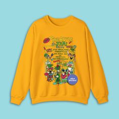 Inspired by the cute Y2K aesthetic, this pineapple jam sweater, sweatshirt, pullover or however you may call it is perfect to keep you warm in style. The harujuku inspired design of this retro trendy unisex sweatshirt surely make anyone smile that maybe they're making pineapple jam the wrong way. This pineapple jam sweatshirt was inspired by vintage comics with its popping colors and bold color combinations.. think of that bubble gum, with comics as a wrapper - do you remember? This kawaii sweatshirt is a trendy sweatshirt that is a perfect addition to your harajuku clothes and kawaii clothing. It's a perfect gift for her, gift for him, or anyone in between as these spring sweatshirt are unisex. Available in Small, Medium, Large, XL, 2XL, 3XL, 4XL and 5XL *Order the next size for oversized Kawaii Fall Streetwear Tops, Fun Cartoon Print Sweatshirt, Fall Kawaii Tops For Streetwear, Fall Kawaii Streetwear Tops, Kawaii Tops For Fall Streetwear, Fall Kawaii Graphic Print Sweatshirt, Fall Kawaii Sweatshirt With Graphic Print, Fall Anime Print Crew Neck Top, Kawaii Graphic Print Tops For Fall