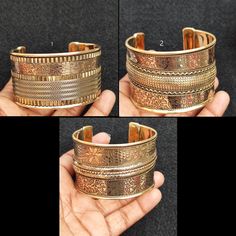 "You will receive one Unique Brass Jewelry Cuff Bangle Bracelet Vintage Style Handcrafted Jewelry Exclusive Designer Antique Look Fashion Jewelry Gift Sale ( 1 )Bracelet inner diameter:   2.5\"        Bangle Width  : 1.5\"  ( 2 )Bracelet inner diameter:   2.5\"        Bangle Width  : 1.7\"    ( 3 )Bracelet inner diameter:   2.5\"        Bangle Width  : 1.7\"  Many thanks for you visit my store ♥ if you have any question please contact us. For wholesale Price Please Convo me. You can order different items as many you like ." Vintage Bangle Cuff Bracelet, Vintage Adjustable Cuff Bracelet, Nickel-free Metal Cuff Bracelets, Decorative Gold Bracelet As A Gift, Vintage Adjustable Cuff Bracelet As Fashion Accessory, Decorative Gold Bracelet For Gift, Gold Bracelet For Gift, Elegant Copper Cuff Jewelry, Elegant Silver-colored Copper Cuff Bracelet