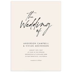 the wedding day card is shown in black ink and features an elegant calligraphy font