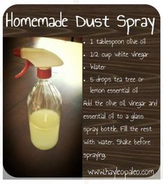 homemade dust spray dispenser with instructions on how to use it for cleaning