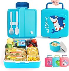 LEHOO CASTLE BENTO LUNCH BOX Lehoo Castle Bento Lunch Box for Kids with 4 Compartments,1300ml Lunch Containers with Sauce Jar, Spoon&Fork, Durable, Leak Proof, BPA-Free and Food-Safe Materials (Blue) LINK IN BIO Lunch Box For Kids, Spoon Fork, Food To Go, Kids Lunchbox, Bento Box Lunch, Bento Lunch, Lunch Snacks