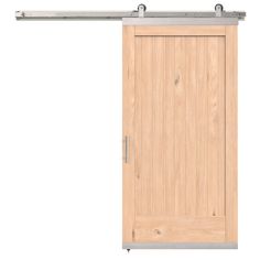 The JELD-WEN Rustic Wood DesignGlide Barn Door Kit combines style and function. The unfinished door paired with satin nickel hardware adds charm to any space. Looks great in a home office, pantry, closet, bathroom or laundry room. They're also a perfect choice for tight spaces. JELD-WEN 42-in x 96-in Unfinished Unfinished Plank White oak Wood Solid core Single Barn Door (Hardware Included) in Brown | LOWOLJW248000157 Single Barn Door, Office Pantry, Closet Bathroom, Barn Door Kit, Pantry Closet, White Oak Wood, Solid Core, Storm Door, Door Kits