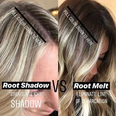 @the.blonde.chronicles breaks down the difference between a root shadow and a melt 🙌💯 #beautylaunchpad • ⁣… Blonde Chronicles, Shadow Roots Hair, Root Melt, Root Shadow, Hair Codes, Hair Color Formulas, Blonde Roots, Hair Techniques, Hair Color Techniques