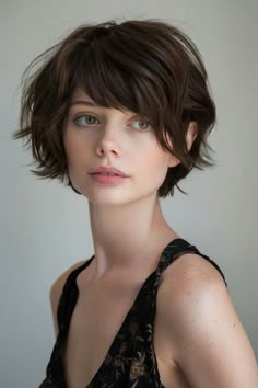 Gabriette Short Hair, Anne Hathaway Pixie Cut, Natalie Portman Pixie Haircut, Bixie 90s Haircut 2024, Pixie Haircut Anne Hathaway, Shaggy Short Hair, Edgy Haircuts, Short Layered Haircuts, Short Hair Balayage