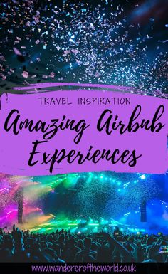 an event with confetti and confetti falling from the sky, text reads travel inspiration amazing abibb experiences