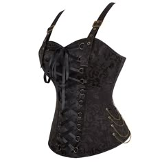 Shape your silhouette and show off your curves in any one of our fabulous corsets! Our overbust corset with straps and gothic style will be sure to turn heads, and our corsets have become a favorite for drag queens! Materials: Polyester, Spandex Bone material: Plastic Closure: Laces IMPORTANT: Please, measure yourself and check the size chart before placing your order. Select the size according to your natural waistline measurement. If you're in between 2 sizes, please, select the smaller one. If your bust doesn't fit in that size, you should opt for an underbust corset. The size chart is accurate. If you need help to pick the right size, please, provide your measurements at info@thedragqueencloset.com and we will advise you. Corset Outfit Goth, Corset With Straps, Corset Steampunk, E Girl Outfits, Corset Outfit, Measure Yourself, Steampunk Corset, Prom Dance, Punk Clothing