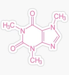 the chemical structure of ch3 is shown in pink and white sticker on a white background