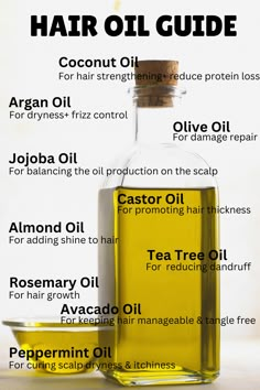 Discover the best oils for every hair type! From strengthening to nourishing, our hair oil guide helps you achieve luscious locks naturally. #hairoiling   #hairoilsforgrowth #hairoil Tea Tree Oil Hair, Africa Beauty, Boss Fashion, Healthy Natural Hair Growth, Rosemary Oil For Hair, Natural Hair Treatments, Natural Hair Growth Tips, Hair Elixir, Natural Recipes