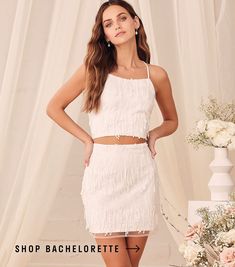 Shop Bachelorette White Bachelorette, Lulu Skirt, Bachelorette Party Dress, White Fringe, Bachelorette Outfits, The Nights, Lulus Dresses, Fringe Dress, Silver Zipper