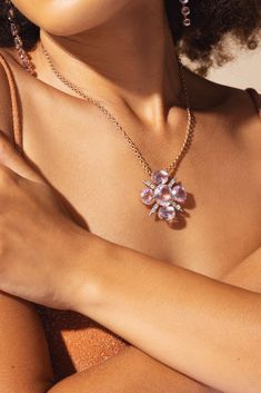 Irene Neuwirth gemmy gem mosaic kunzite diamond necklace in rose/white gold. 18k rose and white gold 38.45cts kunzite, 0.64cts diamonds 18"