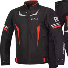 Feher Motorcycle Windproof Riding Protective Gear Removable Liner Breathable Cloth Black+ Red1 Xl Material: Men’s Motorbike Waterproof Made Of Polyester Materials. The Pu Fabric On The Front Is Windproof And Water-Repellent. The Fleece Lining On The Back Keeps You Warm In Cold Weather. In Addition, Breathable Fabrics Are Used In Many Places In Winter Clothing, Prevents You From Getting Too Wet From Sweating During Exercise. 2. Breathable Design & Durable Zipper: Stretch Elastic Breathable Fabric Black Biker Jacket For Fall Outdoor Activities, Black Biker Outerwear For Outdoor Activities, Black Functional Outerwear For Protection, Long Sleeve Black Biker Jacket For Sports, Black Long Sleeve Biker Jacket For Sports, Black Waterproof Outerwear For Protection, Red Biker Outerwear For Outdoor, Black Winter Outerwear For Protection, Black Winter Outerwear For Weather Protection