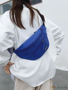 Color: Blue Blue Spacious Pouch For Daily Use, Blue Large Capacity Pouch For Daily Use, Casual Blue Canvas Bag With Zipper Pocket, Casual School Pouch With Zipper Pocket, Casual School Pouch With Zipper Closure, Casual Shoulder Bag Pouch With Zipper Pocket, Casual Blue Chest Bag With Pockets, Trendy Blue Chest Bag For Travel, Blue Chest Bag With Large Capacity For Daily Use