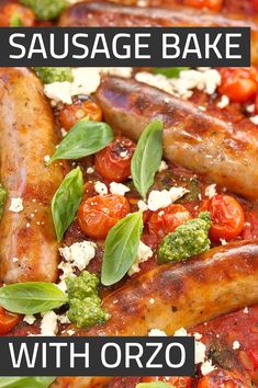 sausage bake with tomatoes, broccoli and feta cheese