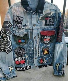 Denim Jacket With Patches, Outfit Denim Jacket, Customised Denim Jacket, Custom Jean Jacket, Jacket With Patches