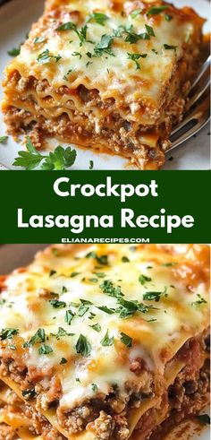 crockpot lasagna recipe with meat and cheese