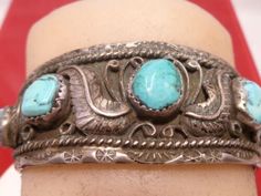 ad eBay - Find many great new & used options and get the best deals for Signed R Blue Raw Turquoise Sterling Silver Bracelet Cuff Navajo Rare at the best online prices at eBay! Free shipping for many products! Silver Bracelet Cuff, Raw Turquoise, Native American Turquoise, Wide Bracelet, American Turquoise, Bracelet Cuff, Silver Cuff Bracelet, American Jewelry