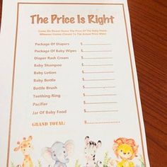 the price is right game with animals and giraffes on it sitting on a table