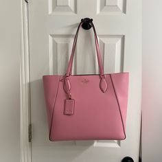 Kate Spade Large Tote Bag. Poppy Outside/Floral Inside. Nwt. Designer Pink Bags For Everyday Use, Designer Pink Bag For Everyday, Elegant Pink Bags For Everyday Use, Designer Pink Shoulder Bag For Daily Use, Luxury Pink Bags For Everyday Use, Elegant Pink Shoulder Bag For Errands, Designer Pink Shoulder Bag For Everyday Use, Luxury Pink Bag For Everyday, Pink Designer Shoulder Bag For Everyday