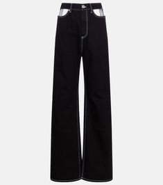 Cutout high-rise wide-leg jeans in black - Maison Margiela | Mytheresa Cut Out Jeans, High Rise Wide Leg Jeans, High Waist Jeans, Color Names, Wide Leg Jeans, Designing Women, Leg Jeans, Black Jeans, Color Design