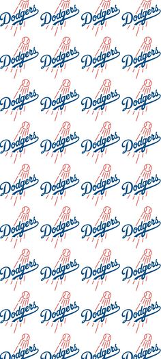 the dodgers logo is shown in red, white and blue on an all - over background