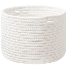 a large white rope basket on a white background