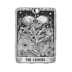 the lovers tarot card with skulls and flowers