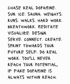 a handwritten poem written in black ink on white paper, with the words chase real dopamine