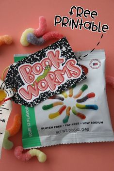 a candy bar with the words book worms on it