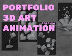 an advertisement for the 3d art animation competition, with images of cubes and flowers