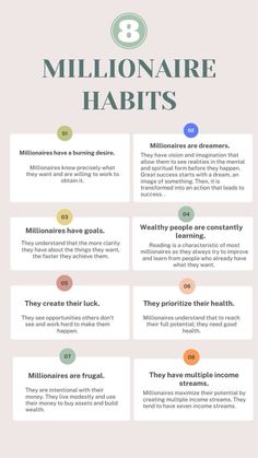 the 8 millionaire habit info sheet