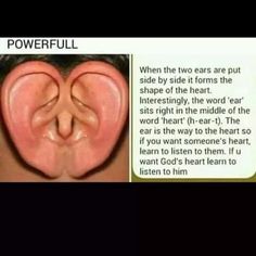 an ear is shown with the words powerful written below it and above it are two ears