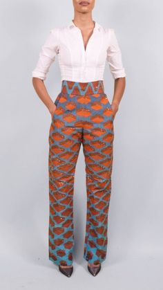 PRODUCT DETAILS: A lightweight High Waist Pant, made of African Ankara print with side pockets. Plus Size, Free Shipping. Wide Selection. 100% Stress-free Returns and Refunds. Easy Payment plan. Good Deals. We deliver Custom Pant, made by our World Class Designers, within 2 to 3 weeks to YOU. Want to look and feel beautiful, this 100% Cotton Dress, made in Nigeria is looking for you. Good For Partying, Business and hanging out with friends. Multicolor, Blue, Red, Brown. Sizes run from Petite ... Blue High-waist Printed Bottoms, Blue High Waist Printed Bottoms, High Waist Printed Blue Pants, High Waist Blue Printed Pants, Blue High Waist Printed Pants, Blue Printed Straight Pants, Multicolor Workwear Pants With Pockets, Fitted Blue Printed Pants, Wide Leg Multicolor Bottoms For Workwear