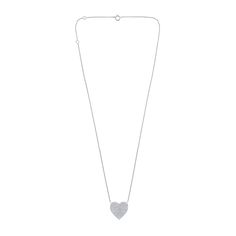 Crafted in 3.37 grams of 14K White Gold, the necklace features 300 stones of Natural Diamonds with a total weight of 0.5 carats, graded as E-F color and I1-I2 clarity. The details have been verified by an independent laboratory, and a certificate of authenticity will be included with the shipment. White Gold Heart-shaped Necklace With Pave Setting, White Gold Heart Cut Necklace With Pave Setting, White Heart Pendant Necklace With Pave Setting, White Gold Heart Necklace With Pave Setting, Heart-shaped White Gold Necklace With Pave Setting, White Gold Heart Pendant Necklace With Pave Setting, Heart Love, Diamond Heart, Natural Diamonds