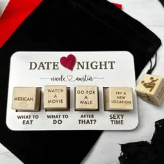 the date night magnets have been placed on top of each other