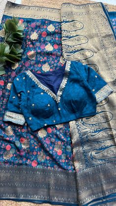 Blue Embroidery Blouse, Marriage Saree, Gold Blouse Designs, Hand Worked Blouse, Indian Blouses, Worked Blouse, Saree Black, Rashi Khanna, Sari Design