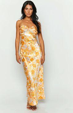 * Floral Print Satin Strapless Maxi Dress 
 * 
 
 * HOW TO STYLE 
 * Our silky satin strapless maxi dress () is the perfect staple for sunset drinks on your next vacation. Style this dress with statement earrings () and heels () to complete the look.  
 * 
 
 * FEATURES 
 * Maxi length 
 * Strapless style 
 * Lined at bust 
 * Lightweight satin material 
 * Non stretch 
 * Invisible side zip 
 * This is the perfect formal dress for your next event! Sunset Drinks, Formal Maxi Dress, Prom Midi Dress, Semi Formal Dresses, Strapless Maxi, Strapless Maxi Dress, Maxi Dress Formal, Strapless Tops, Vacation Style