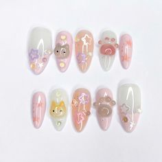 Greetings and welcome to my store. Hope you find a style you like . 𝐌𝐚𝐭𝐞𝐫𝐢𝐚𝐥: I only work with high quality materials to create sturdy & long-lasting luxury press on nails that you can trust on. My nails will last for: 1- 2 days using adhesive tab (provided with the nail set) 2- 3 weeks using nail glue. You can reuse all of the nails multiple times if you take care of them. 𝐒𝐢𝐳𝐞: XS : 14mm, 11mm, 12mm, 10mm, 8mm S: 15mm, 12mm, 13mm, 11mm, 8mm M: 16mm, 12mm, 13mm, 11mm, 9mm L: 18mm, 1 Cat Press On Nails, Dog Design Nails, Cute Character Nail Art, Pastel Cat Eye Nails, Cinnamon Roll Sanrio Nails, Cat Themed Nails, Simple Press On Nail Designs, K Pop Idol Nails, Soft Nail Designs