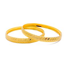 charming-engraved-22k-gold-bangle-pair Ceremonial 22k Yellow Gold Bracelet, 22k Gold Round Bangle For Formal Occasions, 22k Gold Bangle For Formal Occasions, Luxury Yellow Gold Bracelet For Festivals, Luxury Yellow Gold Bracelets For Festivals, Yellow Gold Bracelets With Intricate Design For Festivals, Formal 22k Gold Round Bangle, Traditional Engraved Yellow Gold Bangle, Formal 22k Yellow Gold Cuff Bracelet