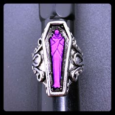 Unisex Vampire Coffin Ring Goth Emo Punk Wicca Beautiful Gothic Purple Jewelry Gift, Ruby Coffin Ring, Purple Goth Rings, Coffin Rings Jewelry, Goth Jewelry Violet Vixen, Womens Jewelry Rings, Jewelry Rings, Women Jewelry, Purple