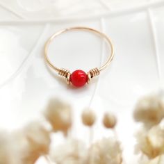 ❤ Tiny Red Coral Ring ❤14K Gold Filled, Rose Gold Filled, Sterling Silver Wire Wrapped Red Coral Ring, Pinky Ring❤ Red coral is the best stone to wear for vitality, energy & ambition. Its bright red color symbolizes blood and planet Mars which can be very powerful & energizing. It is believed to be effective in both prosperity & romantic love ��❤ Sizing:• Gemstone Size: 4 mm• Ring Band: 0.8 mm• Handmade in your ring size with a natural gemstone bead and your choice of 14k gold-filled, rose gold-fi Red Coral Ring, Planet Mars, Freshwater Pearl Ring, Gold Ring Designs, Coral Ring, Sterling Silver Wire Wrap, Wire Wrapped Rings, Coral Beads, Pinky Ring