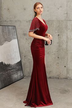 Party Season Mermaid Hem Dress With Sweep Train, Gala Banquet Dress With Mermaid Hem, Party Bridesmaid Dress With Sweep Train And Mermaid Hem, Elegant Mermaid Dress For Prom Season, Banquet Dress For Prom Season With Mermaid Hem, Fishtail Dress For Prom Gala, Party Maxi Dress With Fitted Bodice And Fishtail, Gala Fishtail Dress With Sweep Train, Mermaid Hem Dress For Banquet And Prom