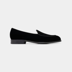 These Italian-made pair of tuxedo slip-on is made from pure cotton velvet and feature a Blake construction, a black leather lining and sole as well as a trim piping detail on the edge and front toe.. Classic Formal Slip-ons With Suede Lining, Classic Business Loafers With Contrasting Heel Counter, Classic Black Slip-ons With Contrast Sole, Classic Loafers With Contrasting Heel Counter For Business, Formal Slip-on Loafers With Contrasting Heel, Elegant Black Slip-ons With Contrast Sole, Black Slip-ons For Evening, Luxury Fitted Slip-on Loafers, Slip-on Loafers For Evening